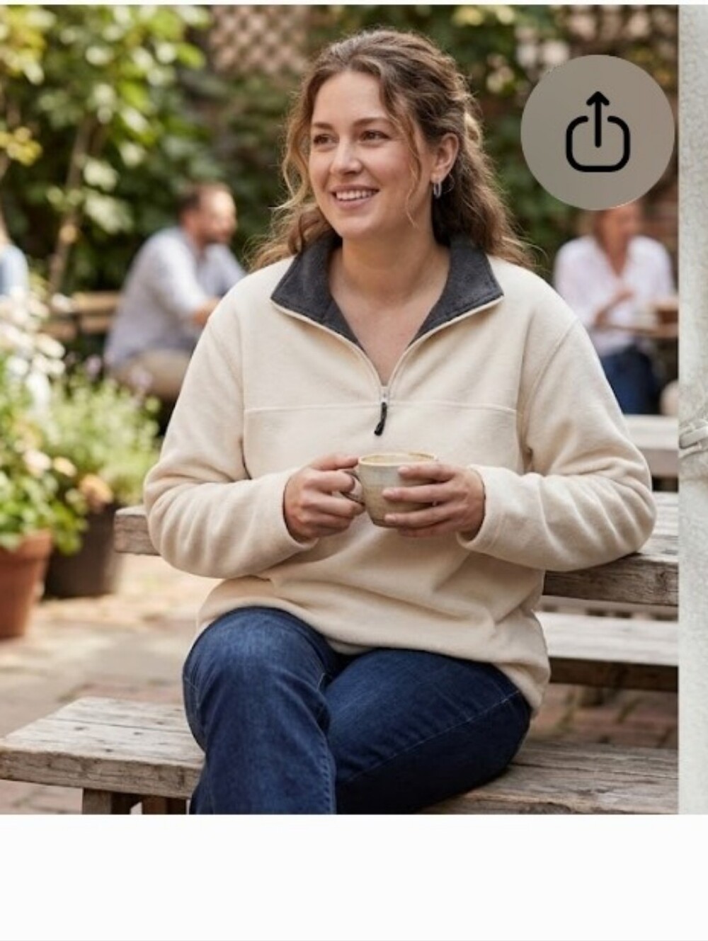 St. John's Bay Plush Fleece Pullover in Cream and Charcoal